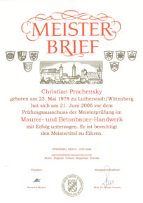 Meisterbrief Christian Schötz