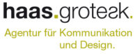 Logo der Werbagentur haas.grotesk.GmbH – Schriftzug mit grünen Punkten